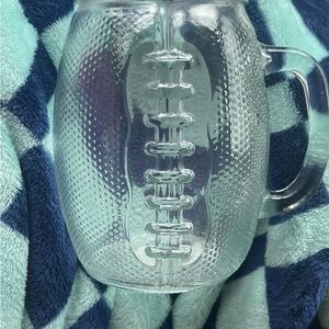 Large football Clear Glass Mug with Handle